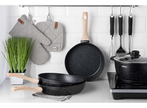 ტაფა Ardesto Deep Fry pan Midori 24cm, aluminium, black, 5 image