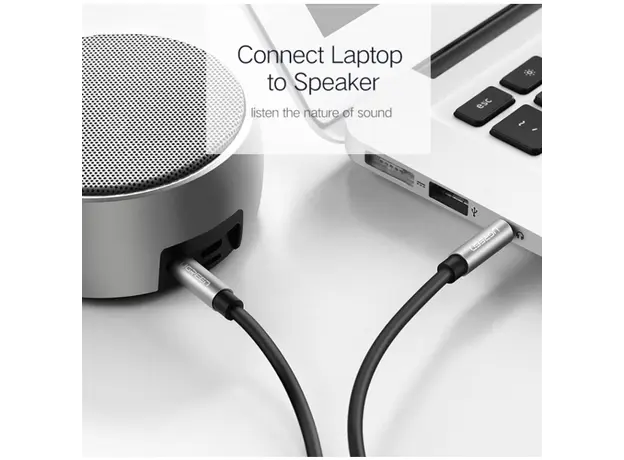 AUX კაბელი UGREEN AV119 (10732) 3.5mm Male to 3.5mm Male Cable 0.5m (Black), 4 image