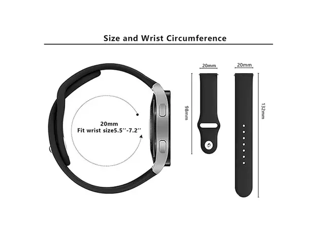 სმარტ საათის სამაჯური Kalebol KLB-GSNL-001 For Samsung Galaxy Watch6 Classic 47mm 43mm Watch Band 20mm Silicone Strap - Black, 5 image