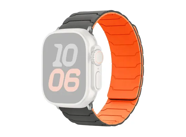 სმარტ საათის სამაჯური TVC Silicone Strap for Apple Watch Series 10 Ultra 9 8 7 SE 6 5 4 3 2 1 46mm 49mm 45mm 44mm 42mm Magnetic Band - Grey+Orange, 3 image