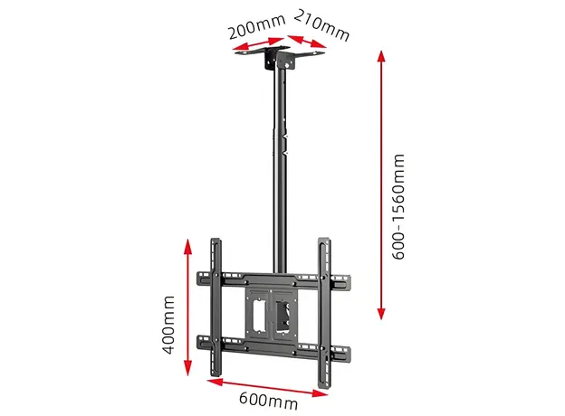 ტელევიზორის საკიდი ჭერზე Allscreen C560-15, 32"-75", TV Ceiling Mount, Black, 6 image