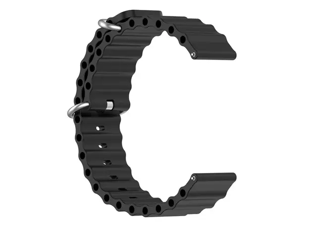 სმარტ საათის სამაჯური For Samsung Galaxy Watch3 41mm / Gear Sport Universal 20mm Wave Design Silicone Replacement Strap Solid Color Wrist Band - Black, 3 image