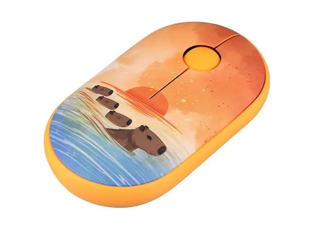 მაუსი 2E MF300 CAPYBARA SUNSET Silent WL BT, Yellow, 3 image