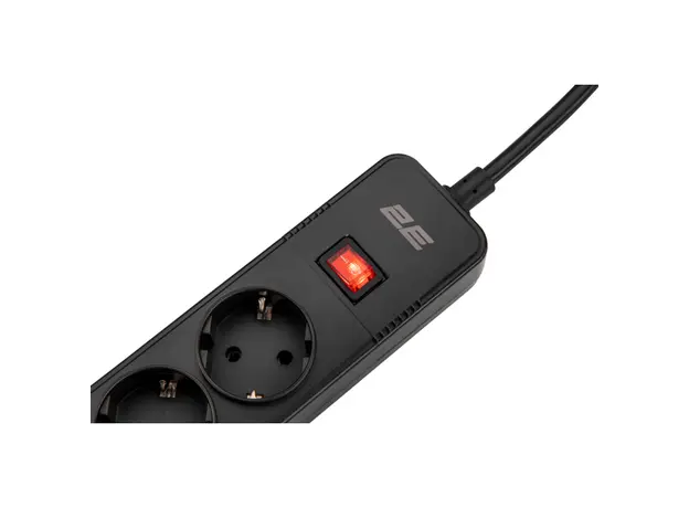დენის გამანაწილებელი 2Е 2E-SP515M2USBBK, 5 Socket, 3xUSB-A, 2m, Power Strip With Surge Protector, Black, 5 image