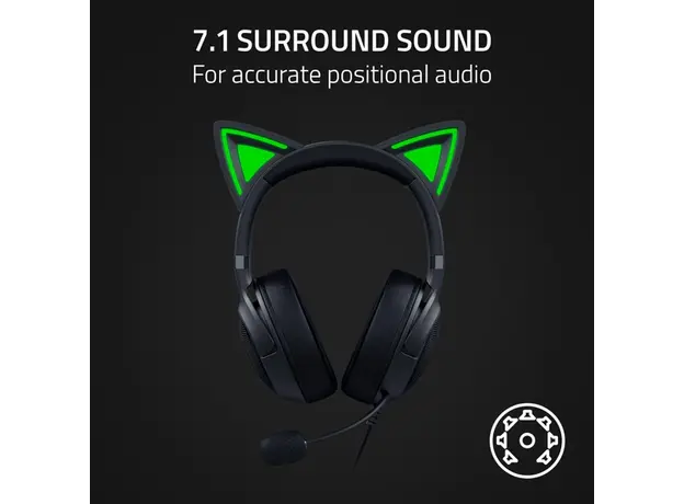 ყურსასმენი Razer RZ04-04730100-R3M1 Kraken Kitty V2, Gaming Headset, Wired, USB, Black, 7 image