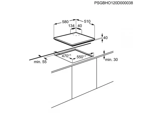 ჩასაშენებელი ქურის ზედაპირი Electrolux EGE6182NOK Hob, Built-in, Gas, Electric Black, 3 image