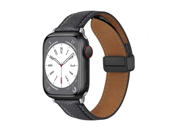 სმარტ საათის სამაჯური TVC Apple Watch 10 46mm / Ultra 2 / Ultra 49mm / 9 8 7 45mm / SE (2023) SE (2022) SE 6 5 4 44mm / 3 2 1 42mm Litchi Texture Leather Strap - Grey