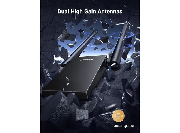 WiFi ადაპტერი UGREEN CM495 (25226), AX1800 WiFi 6 Adapter, Black, 6 image