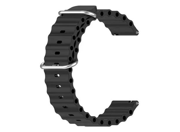 სმარტ საათის სამაჯური For Samsung Galaxy Watch3 41mm / Gear Sport Universal 20mm Wave Design Silicone Replacement Strap Solid Color Wrist Band - Black, 2 image