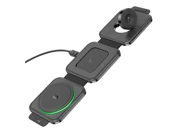 პორტატული დინამიკი Hoco CQ4 Unique 3-in-1 folding magnetic wireless fast charger Black, 3 image