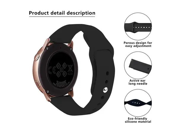 სმარტ საათის სამაჯური Kalebol KLB-GSNL-001 For Samsung Galaxy Watch6 Classic 47mm 43mm Watch Band 20mm Silicone Strap - Black, 4 image