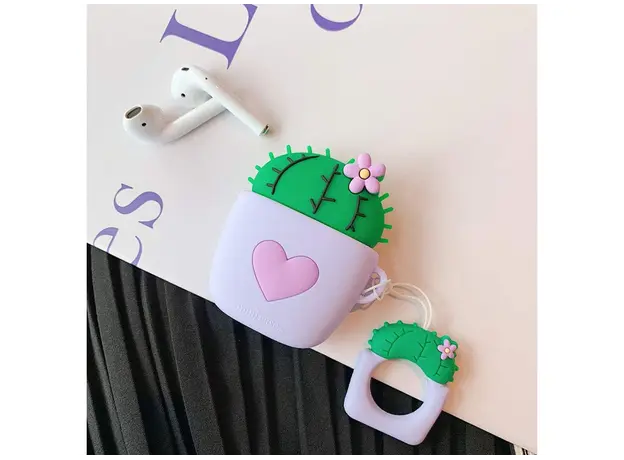 ყურსასმენის ქეისი For Apple AirPods 2nd gen. Anti-fall Cactus Silicone AirPods Cover - Purple, 3 image