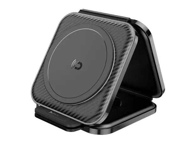 პორტატული დინამიკი Hoco CQ4 Unique 3-in-1 folding magnetic wireless fast charger Black, 2 image