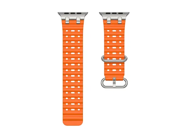 სმარტ საათის სამაჯური TVC Ocean Watch Strap for Apple Watch Series 10 Ultra 9 8 7 SE 6 5 4 3 2 1 46mm 49mm 45mm 44mm 42mm Silicone Band - Orange+Silver Buckle, 4 image