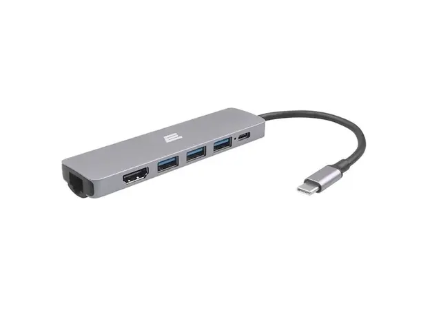 USB-C ჰაბი 2E 2EW-2684, HDMI, RJ-45, USB-A, USB-C, Hub, Gray
