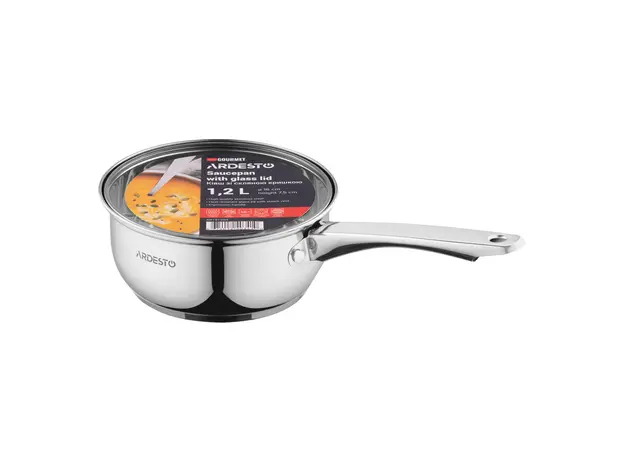 ქვაბი Ardesto Saucepan with glass lid Gemini Gourmet Aosta, 1.2l, stainless steel, 5 image