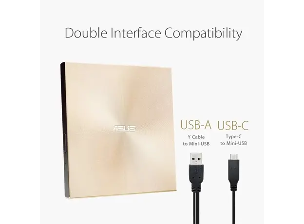დისკის წამკითხველი ASUS ZenDrive SDRW-08U9M-U DVD+-R/RW USB2.0 EXT Ret Ultra Slim GOLD, 5 image