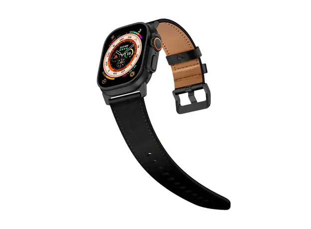 სმარტ საათის სამაჯური TVC Apple Watch 10 46mm / Ultra 2 / Ultra 49mm / 9 8 7 45mm / SE (2023) SE (2022) SE 6 5 4 44mm / 3 2 1 42mm Genuine Cow Leather Band - Black, 4 image