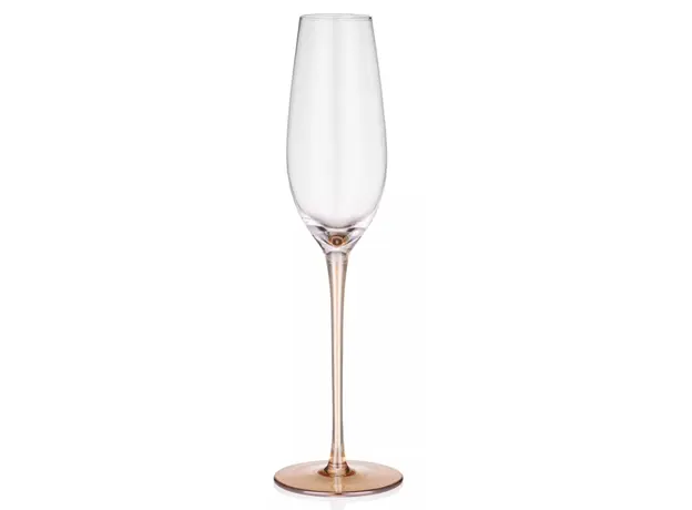 ჭიქების ნაკრები Ardesto AR2621G Black Mars Amber, 210ml, 2pcs, Champagne Glasses Set, Transparent/Golden, 2 image