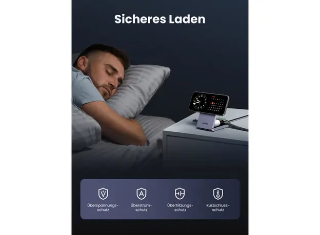 უსადენო დამტენი UGREEN W707 (45025) Qi2 MagFlow, 15W, Wireless Charging Station With 30W USB-C Charger, Space gray, 4 image