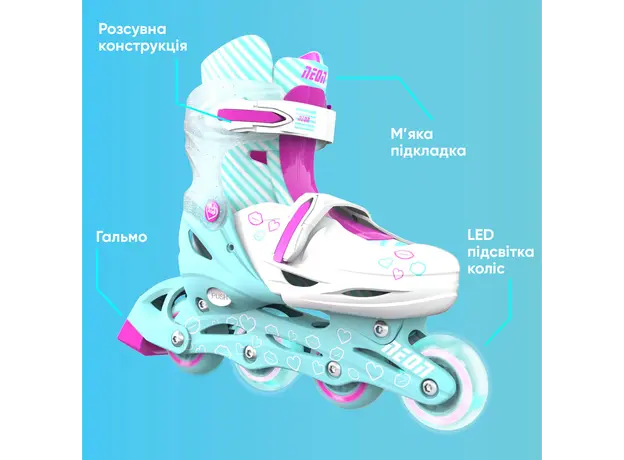 როლიკები NEON INLINE SKATES (SIZE 3-6) - NT08 (Teal Pink), 3 image