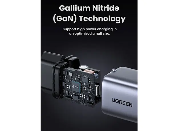 დამტენი UGREEN CD319 (25257) Nexode, 30W, Type-C with Type-c Cable 1m, GaN Fast Charger, Gray, 6 image