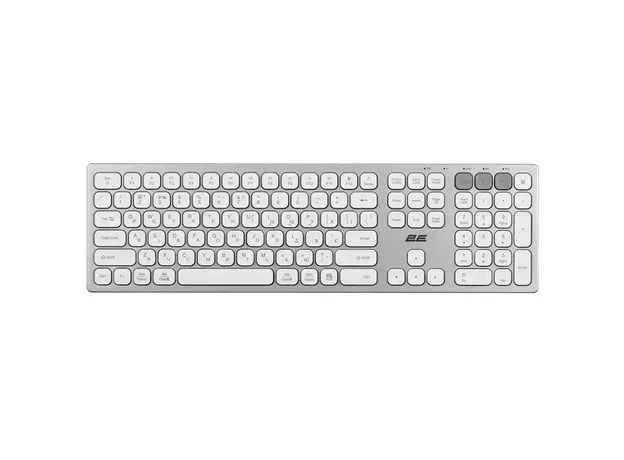 კლავიატურა 2E 2E-KS270WBWH Scissor, Wireless, USB, Bluetooth, Keyboard, White/Silver, 2 image