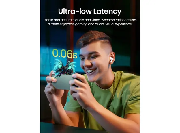 ყურსასმენი UGREEN WS207 (45110) HiTune P3, Earbuds, Wireless, Bluetooth, IPX5, White, 9 image