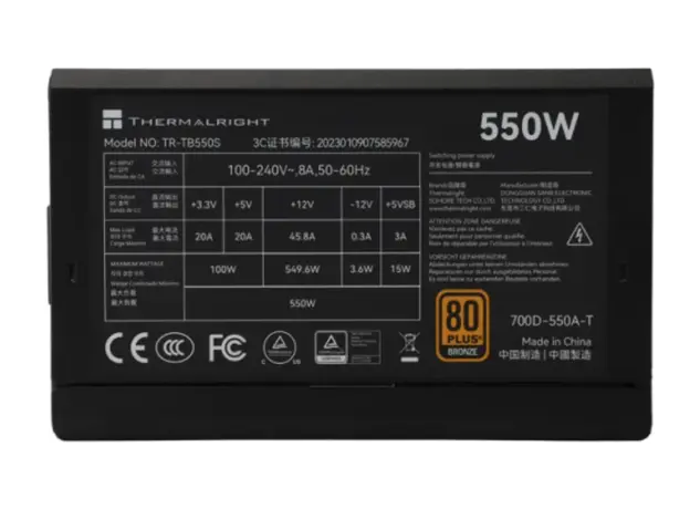 კვების ბლოკი THERMALRIGHT 550W 80 PLUS Bronze - TR-TB-550S, 4 image