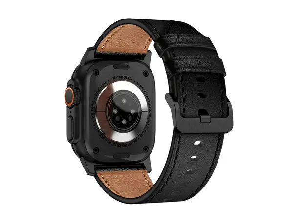 სმარტ საათის სამაჯური TVC Apple Watch 10 46mm / Ultra 2 / Ultra 49mm / 9 8 7 45mm / SE (2023) SE (2022) SE 6 5 4 44mm / 3 2 1 42mm Genuine Cow Leather Band - Black, 3 image