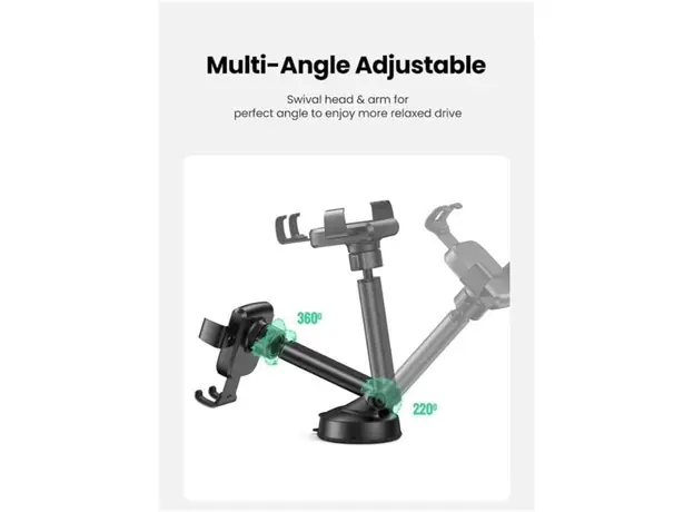 მობილურის დამჭერი UGREEN LP200 (60990B), Gravity Phone Holder With Suction Cup, Black, 6 image