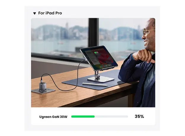 დამტენი UGREEN CD319 (25257) Nexode, 30W, Type-C with Type-c Cable 1m, GaN Fast Charger, Gray, 7 image