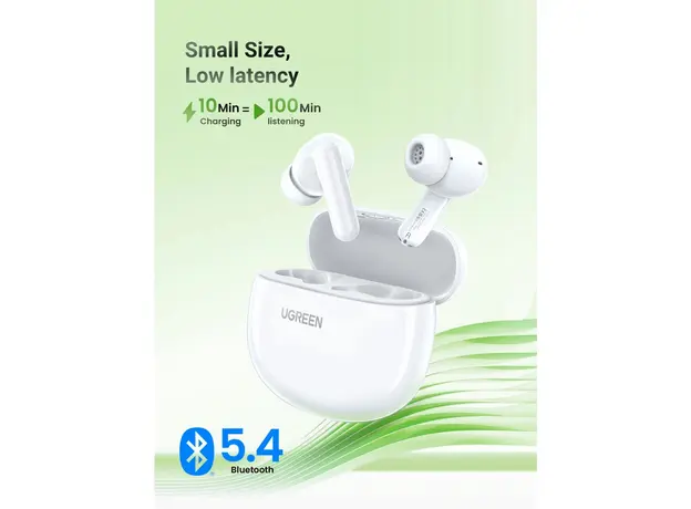 ყურსასმენი UGREEN WS207 (45110) HiTune P3, Earbuds, Wireless, Bluetooth, IPX5, White, 7 image
