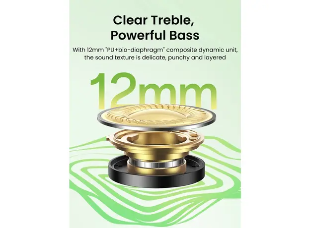 ყურსასმენი UGREEN WS207 (45110) HiTune P3, Earbuds, Wireless, Bluetooth, IPX5, White, 13 image