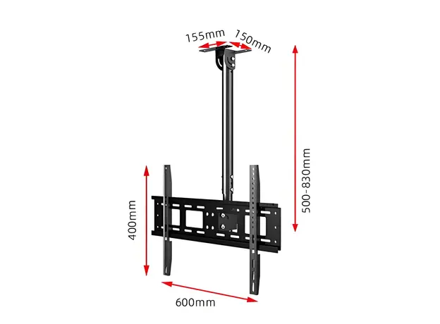 ტელევიზორის საკიდი ჭერზე Allscreen C514, 40"-70", TV Ceiling Mount, Black, 6 image