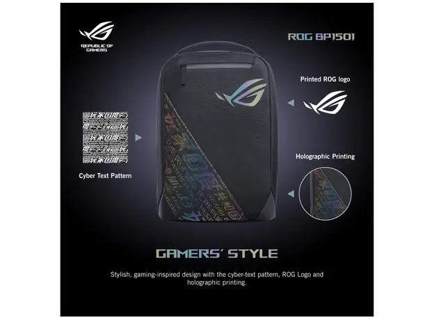 ნოუთბუქის ჩანთა Asus ROG Backpack BP1501G Holographic Edition