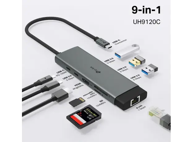 დოქ სადგური Tp-link USB Type-C 9 - Port Hub, 8 image