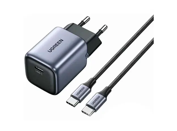 დამტენი UGREEN CD319 (25257) Nexode, 30W, Type-C with Type-c Cable 1m, GaN Fast Charger, Gray, 2 image