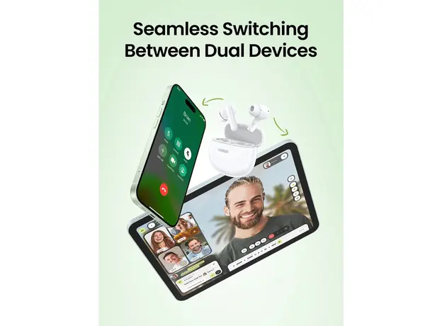 ყურსასმენი UGREEN WS207 (45110) HiTune P3, Earbuds, Wireless, Bluetooth, IPX5, White, 10 image