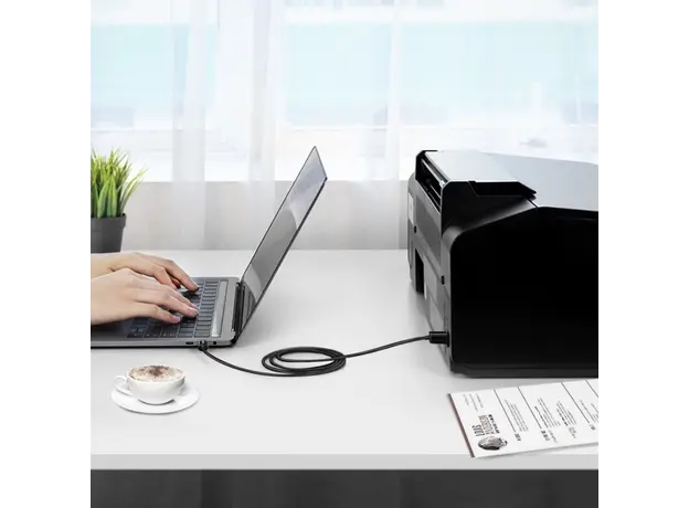 პრინტერის კაბელი UGREEN US241 (50446), USB-C Male To USB-B 2.0 Male, Printer Cable, 2M, Black, 7 image