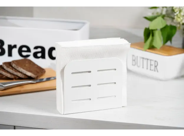 ხელსახოცის ჩასადები Ardesto Napkin holder Midori 15х4х12.5cm, metal, white, 3 image