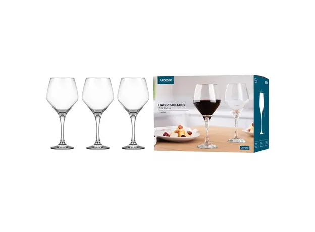 ჭიქების ნაკრები Ardesto AR2644LWT Loreto, 440ml, 3pcs, Wine Glasses Set, Transparent, 4 image