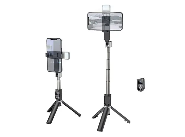 მობილურის სამაგრი Hoco K16 aluminum alloy fill light live broadcast holder black, 3 image