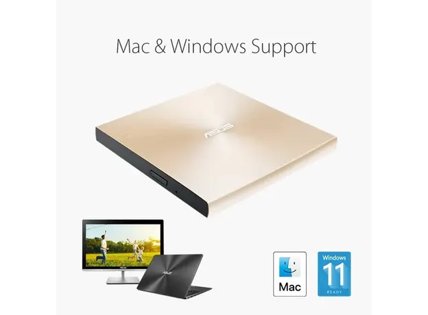 დისკის წამკითხველი ASUS ZenDrive SDRW-08U9M-U DVD+-R/RW USB2.0 EXT Ret Ultra Slim GOLD, 7 image