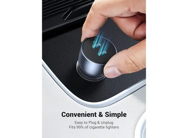 მანქანის დამტენი UGREEN CD213 (70594), 36W, Type-C, Fast Car Charger, Silver, 4 image