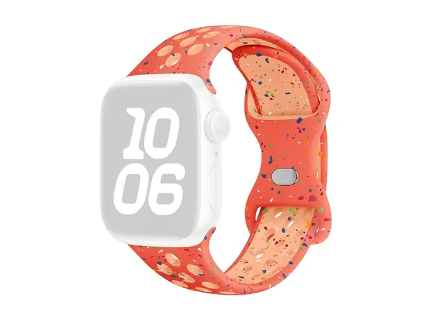 სმარტ საათის სამაჯური TVC KALEBOL Color Dots Silicone Strap for Apple Watch Series 10 9 8 7 SE 6 5 4 3 2 1 42mm 41mm 40mm 38mm Butterfly Buckle Band - Orange, 4 image