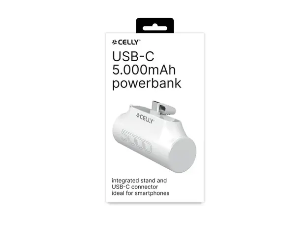 პორტატული დამტენი Celly USB-C Power Bank (5000mAh) White, 4 image