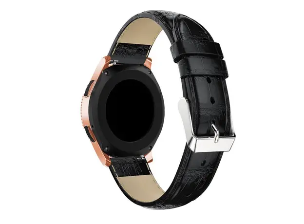 სმარტ საათის სამაჯური For Samsung Galaxy Watch 42mm, Smart Watch Strap Bracelet 20mm Crocodile Texture Genuine Leather - Black, 3 image