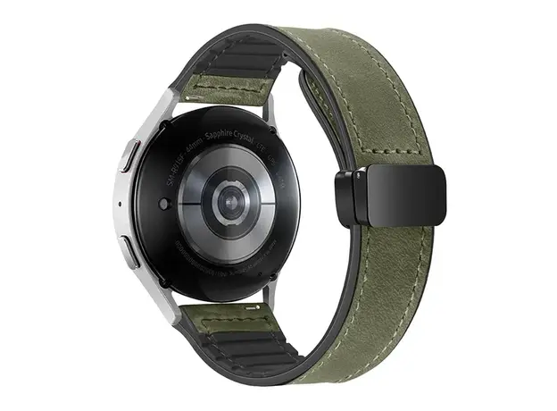 სმარტ საათის სამაჯური For Samsung Gear Sport / Huawei Watch GT 3 42mm Magnetic Genuine Cow Leather Watch Band, 20mm - Army Green