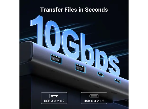 USB-C ჰაბი UGREEN CM639 (35625) Revodok 308, HDMI, DP, Type-C, USB-A, PD, 8 in 1 USB C Docking Station, Grey, 10 image